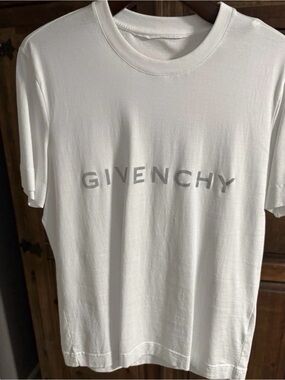 Givenchy White Short-Sleeve Logo Tee with Subtle Gray Print